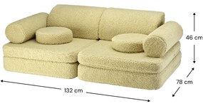 Canapea pentru copii verde cu tapițerie din țesătură bouclé 132 cm Settee – Wigiwama