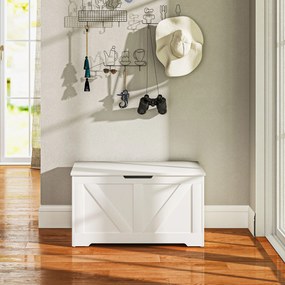 HOMCOM Cufăr de depozitare, banc de depozitare cu capac rabatabil și balamale de siguranță, 80 x 40 x 45 cm, alb | Aosom Romania