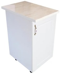 Corp inferior cu 1 usa Zebra, Alb/MDF Alb mat, cu blat Travertin, 40 x 85 x 60 cm