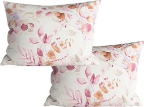 Set de 2 huse decorative pentru perna din microfibra FLORANY 50x70 cm, alba