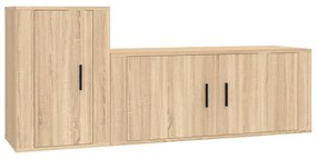 3188481 vidaXL Set dulap TV, 2 piese, stejar sonoma, lemn prelucrat
