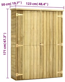 Magazie unelte de gradina, 123x50x171 cm, lemn pin tratat Maro, 123 x 50 x 171 cm