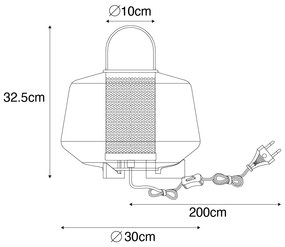 Lampă de masă Art Deco neagră cu sticlă fumurie 30 cm - Kevin