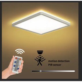 Plafonieră LED dimabilă cu senzor de mișcare ULTRA SLIM LED/18W/230V 30x30 cm + telecomandă