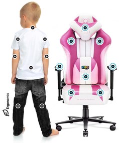 Scaun gaming din material pentru copii Diablo X-Player 2.0: Marshmallow Pink / roz, Kids Size Diablochairs