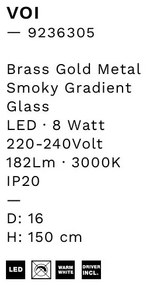 Pendul LED modern, Metal, Sticla, Fumuriu, Voi