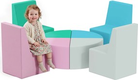 AIYAPLAY Set 8 piese blocuri din spumă pentru copii blocuri moi cu design masă și scaun pentru cățărat blocuri din PU multicolor | Aosom Romania