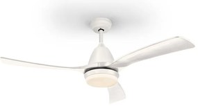 Lustra LED cu Ventilator si telecomanda, lame din lemn, Aspas alb