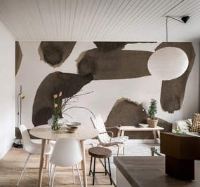 Fototapet, Wiggle Shapes, Brown, Rebel Walls