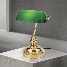 Veioza birou / Lampa de masa clasica Bankers LA 4-587/1 MS/grun OR