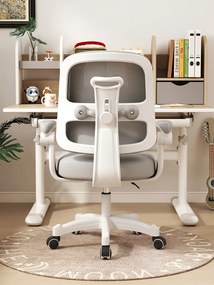 Scaun ergonomic pentru copii, spatar reglabil inaltime, rotativ, Gri