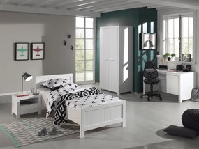 Set Mobilier Cameră Copii ERIK: Pat 90x200cm, Dulap cu 2 Uși, Birou și Noptieră, Alb – Vipack