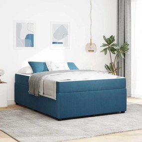 vidaXL Cadru de pat cu saltea Altele albastru 140 x 200 cm Catifea