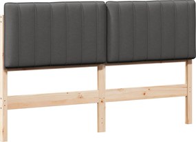 vidaXL Tăblie tapițată Maro și gri închis 150 cm Lemn de pin masiv