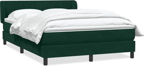 vidaXL Pat box spring cu saltea, verde închis, 160x220 cm, catifea