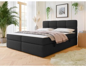 Pat matrimonial 160 cm Mejaso (Negru) (cu somieră și saltea) (cu sp. depozitare). Promo -17%. 1104292