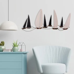 Decorațiune de perete 52x117 cm metal bărci cu vele