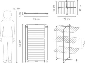 Uscător de rufe negru mat 23 m HangOn Tower – Brabantia
