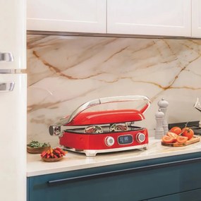 Grătar multifuncțional SMEG 50's Style MGF01RDEU, 2100 W, 60-230 °C, 3 programe, acoperire ceramică, tavă de scurgere, semnal sonor, cronometru, roșu