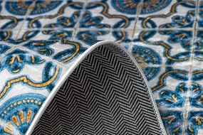 ANDRE 53020 covor lavabil gresii de Lisbona, bucatarie, anti-alunecare - albastru / bej