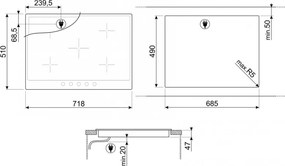 Plita vitroceramica incorporabila Smeg P875AO, 8600 W, 6 trepte, 5 zone, Oprire automata in caz de supraincalzire, Indicator de caldura reziduala, Antracit