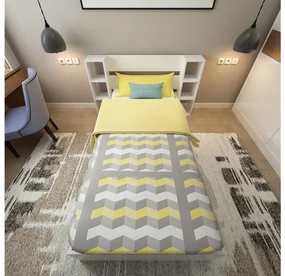 Pat de o persoană 90 cm Kemedo (alb) (cu somieră). Promo -20%. 1094826