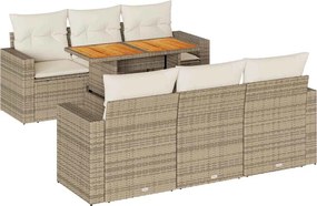 vidaXL Set canapele de grădină, 7 piese, cu perne, bej, poliratan