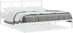 vidaXL Cadru de pat metalic cu tăblie, alb, 183x213 cm