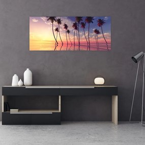 Tablou cu palmieri deasupra mării (120x50 cm)