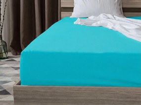 Cearsaf jersey HIGHFIT turcoaz 90 x 200 cm