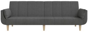Canapea extensibila 2 loc.,taburet2 perne,textil,gri inchis Morke gra, Cu scaunel pentru picioare