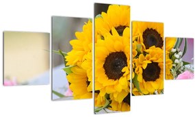 Tablou cu buchetul miresii de floarea soarelui (125x70 cm), în 40 de alte dimensiuni noi