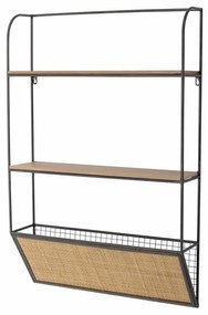 Raft de perete natur, din rattan si metal, Lesley