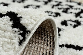 Covor PROMO Berber Safi N9040 albsi negru Franjuri shaggy pletos