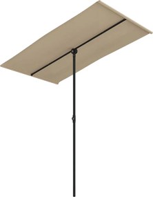 vidaXL Umbrelă de soare de grădină, stâlp aluminiu, taupe, 180x110 cm