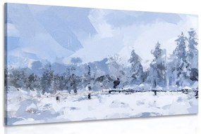 Tablou parte de zăpadă în pădure