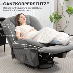 HOMCOM Relaxsessel, fotoliu TV cu funcție de așezare, funcție de leagăn, fotoliu TV cu suport pentru picioare, Gri | Aosom Romania