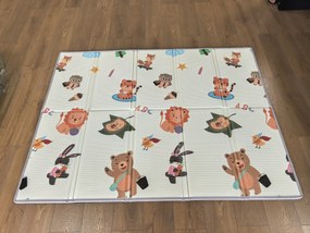 AIYAPLAY Covoraș de joacă pentru copii 200x150x1,5 cm, tematică pădure, pliabil, reversibil, din XPE, 0-3 ani, multicolor | Aosom Romania