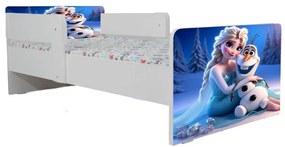 Pat Pentru Fete 2-8 Ani Elsa Si Olaf, Cu Dubla Protectie Si Saltea De 140x70 Cm Ptv6747