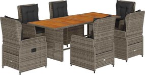 vidaXL Set mobilier de grădină cu perne, 7 piese, gri, poliratan