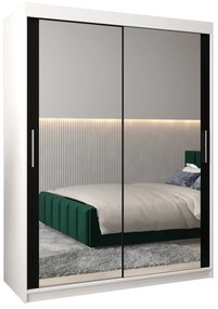 Dulap de haine 150 cm Toki 3 (alb mat + negru mat). 1065070