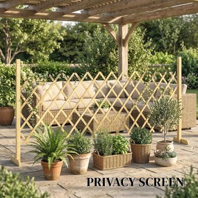 Outsunny Barieră extensibilă din lemn de brad 180 cm, bază stabilă, pentru interior exterior balcon grădină, 180x30x90cm, natural | Aosom Romania