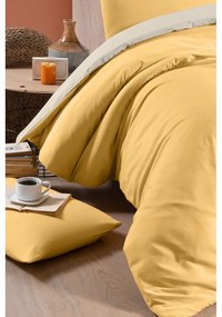 Lenjerie de pat galben-crem din bumbac pentru pat dublu-extins și cearceaf 200x220 cm – Mila Home