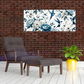 Tablou - Colibri cu flori (120x50 cm)