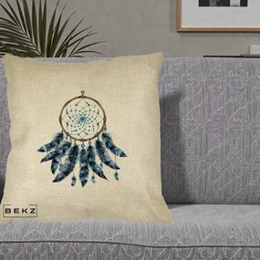 Perna Personalizata Prinzator de Vise cu Pene Albastre, 40x40 cm, Crem, Husa Detasabila, Perna Inclusa, BEKZ®