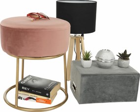 Taburet, catifea Velvet roz/vopsea aurie, AYSU