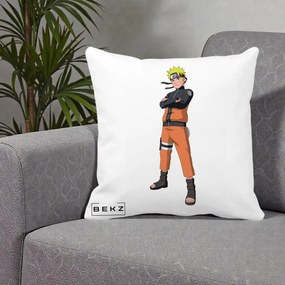 Perna Personalizata Naruto Uzumaki Portret Complet, 40x40 cm, Alba Mata, Husa Detasabila, Perna Inclusa, BEKZ®