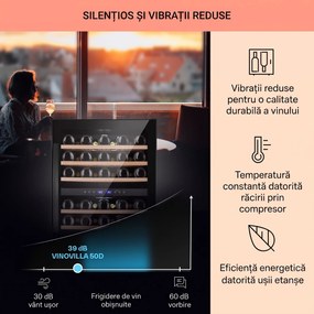 Klarstein Vinovilla 50 Duo frigider de vin cu două zone 53l 17 sticle ușă de sticlă cu 3 culori