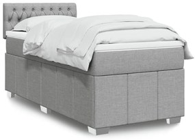 vidaXL Pat box spring cu saltea, gri deschis, 100x200 cm, textil