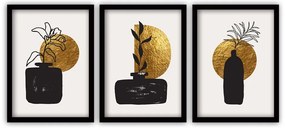 Set 3 tablouri cu ramă neagră Vavien Artwork Gilded, 35 x 45 cm